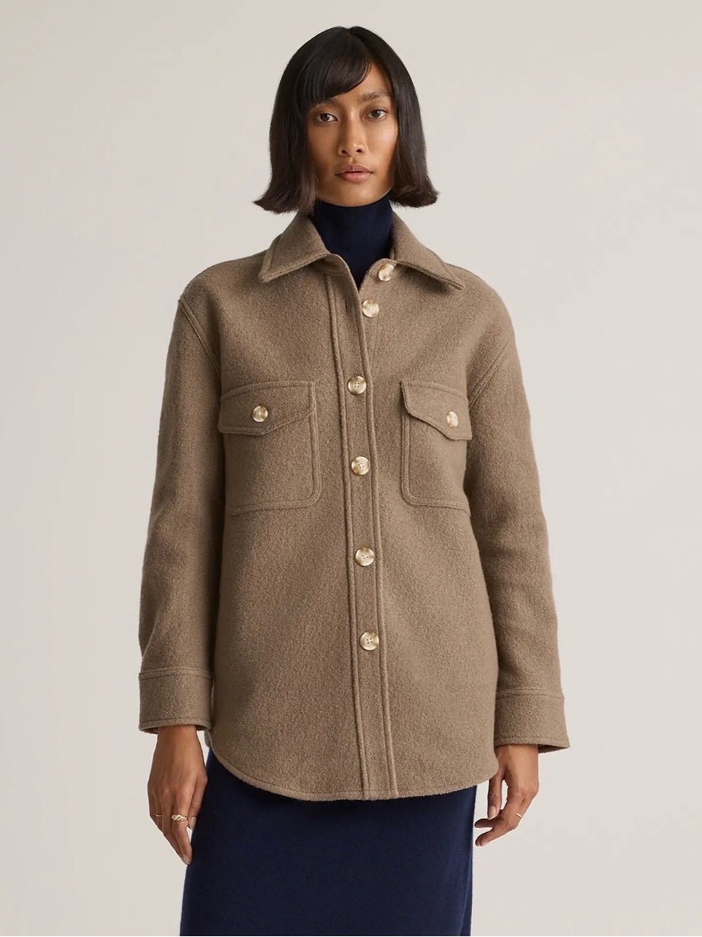 Quince 100% Merino Wool Shirt Jacket - Heather Elm - Size Large